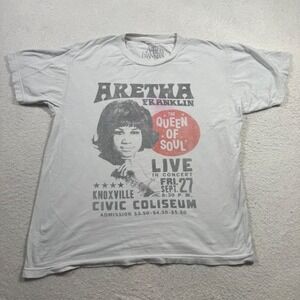 Aretha Franklin Graphic T Shirt Mens Medium White Good Queen of Soul Concert Tee